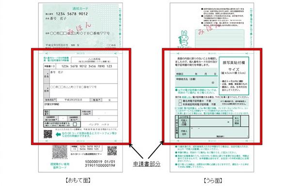 交付申請書（通知カード下部分）