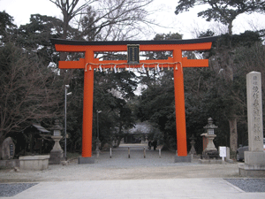 鏡作神社の鳥居の写真