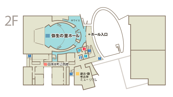 田原本青垣生涯学習センター2階のフロアマップ