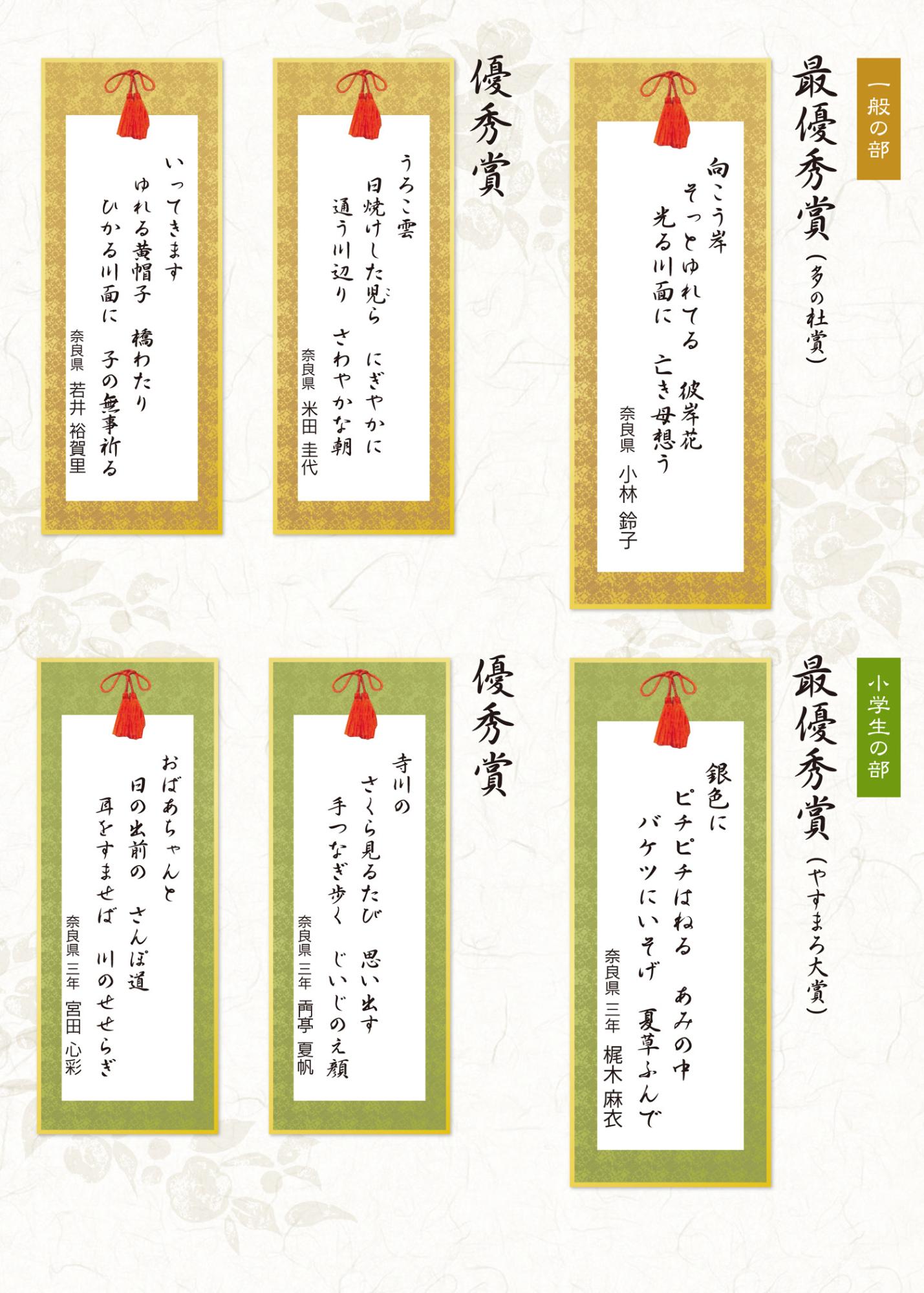 やすまろさんへのメッセージコンテスト受賞作品(最優秀賞・優秀賞)