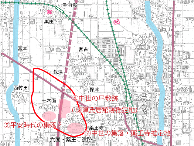 遺跡の変遷5〜7の地図