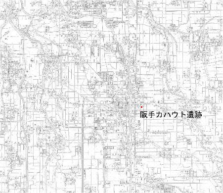 地図画像、阪手カハウト遺跡の所在地