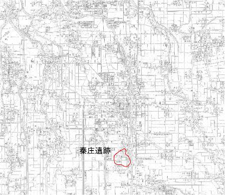 地図画像、秦庄遺跡の所在地