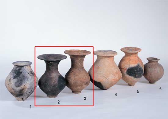 複数の広口壺の写真