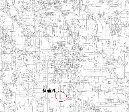 地図画像、多遺跡の所在地