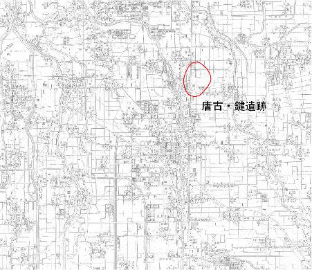 地図画像、唐古・鍵遺跡の所在地