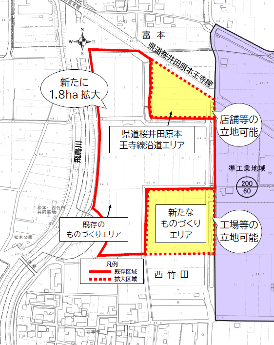 十六面・西竹田地区第1地区地区計画区域図