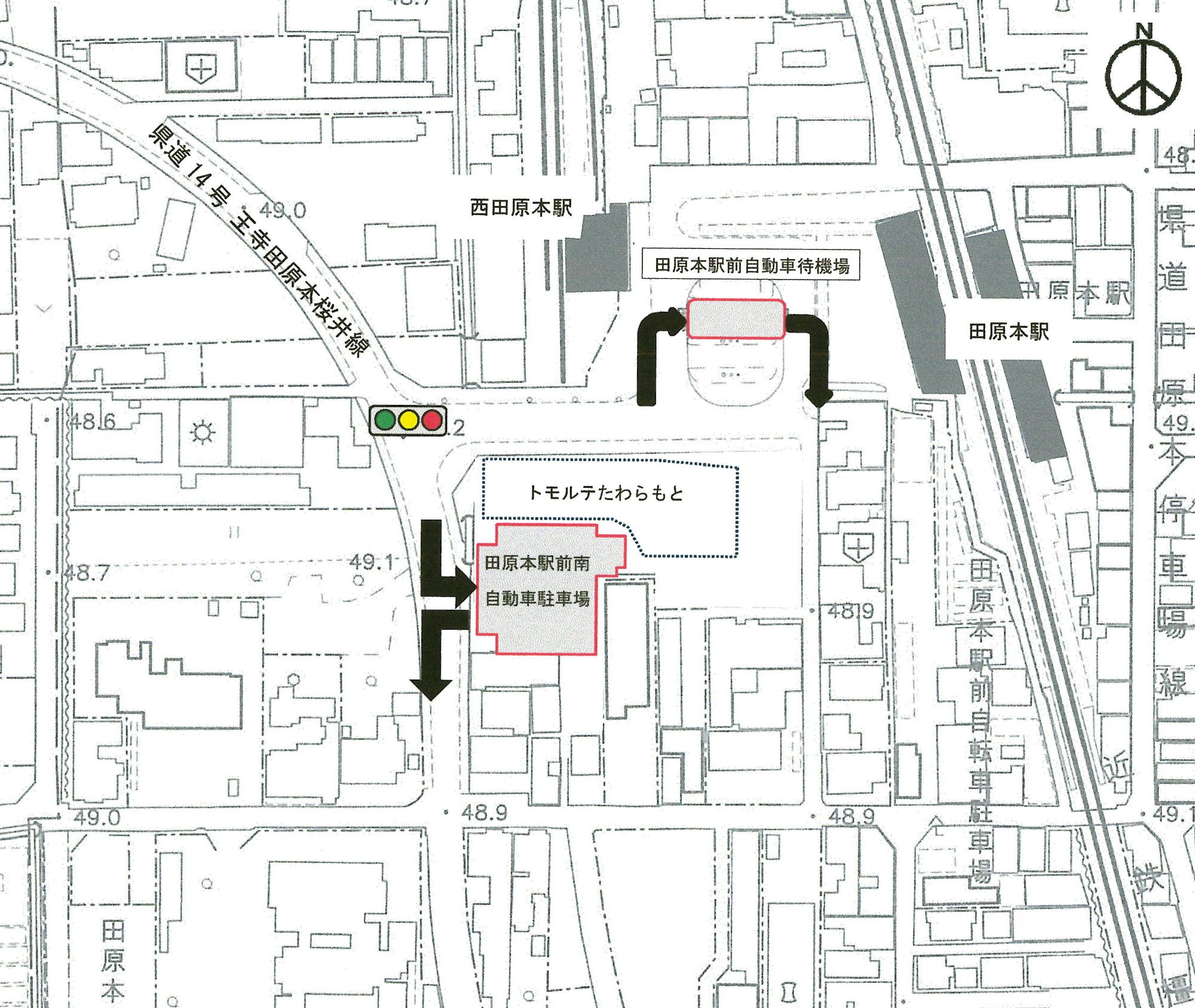 田原本駅前駐車場位置図